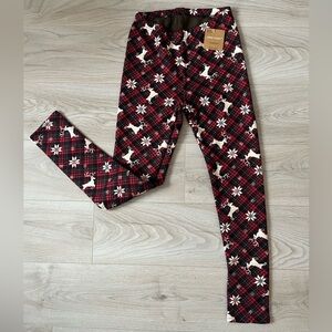 Just Cozy- Christmas Festive Red Plaid Reindeer Snowflake Women’s Kids Leggings